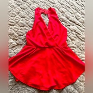 Red Mini Skort Romper